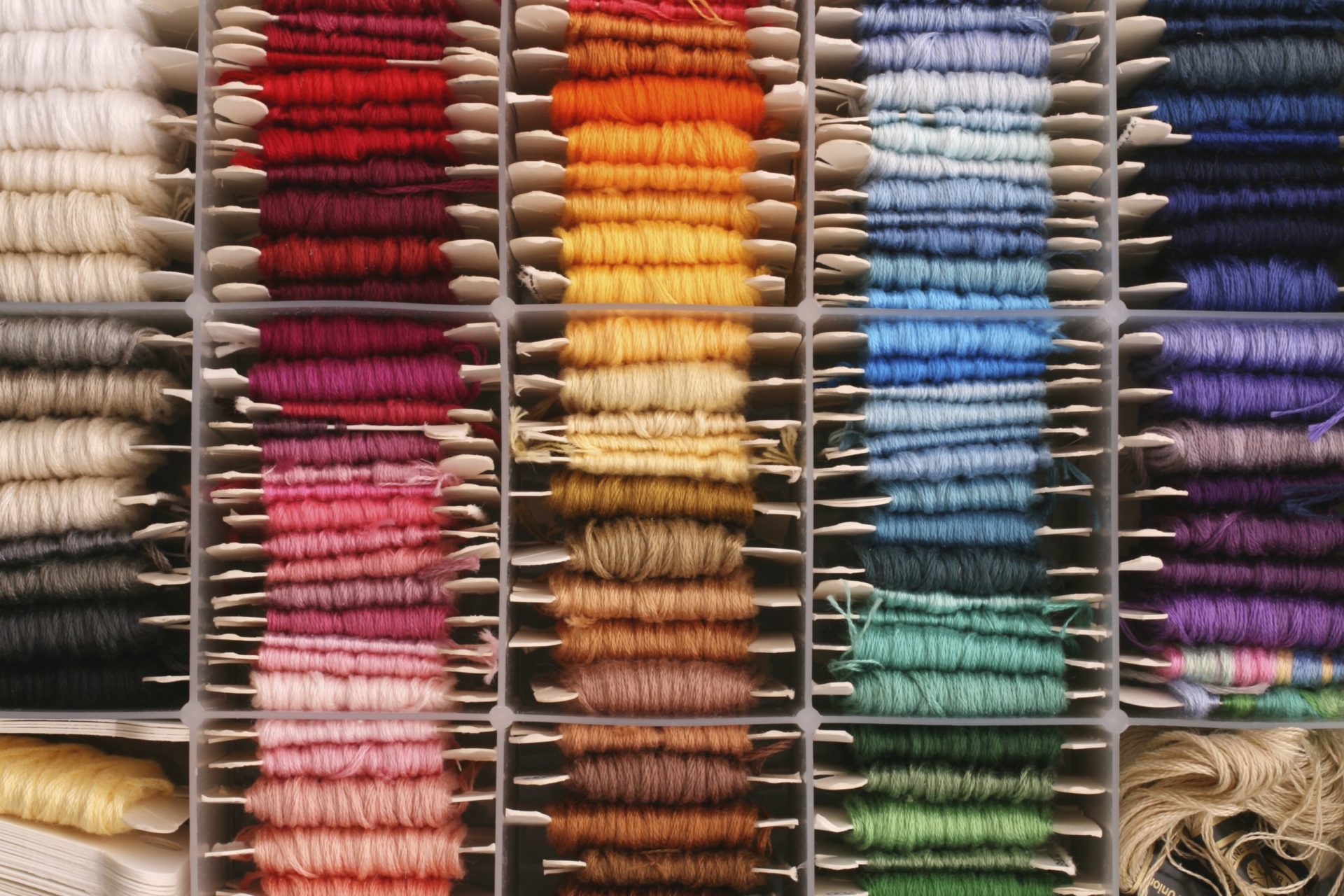 Colourful bobins of thread