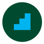 Improving water governance icon: blue stairs on dark green background