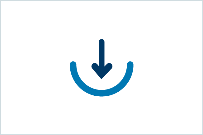 RAMP icon: A light blue half circle pointing down, with a dark blue arrow putting down in its center