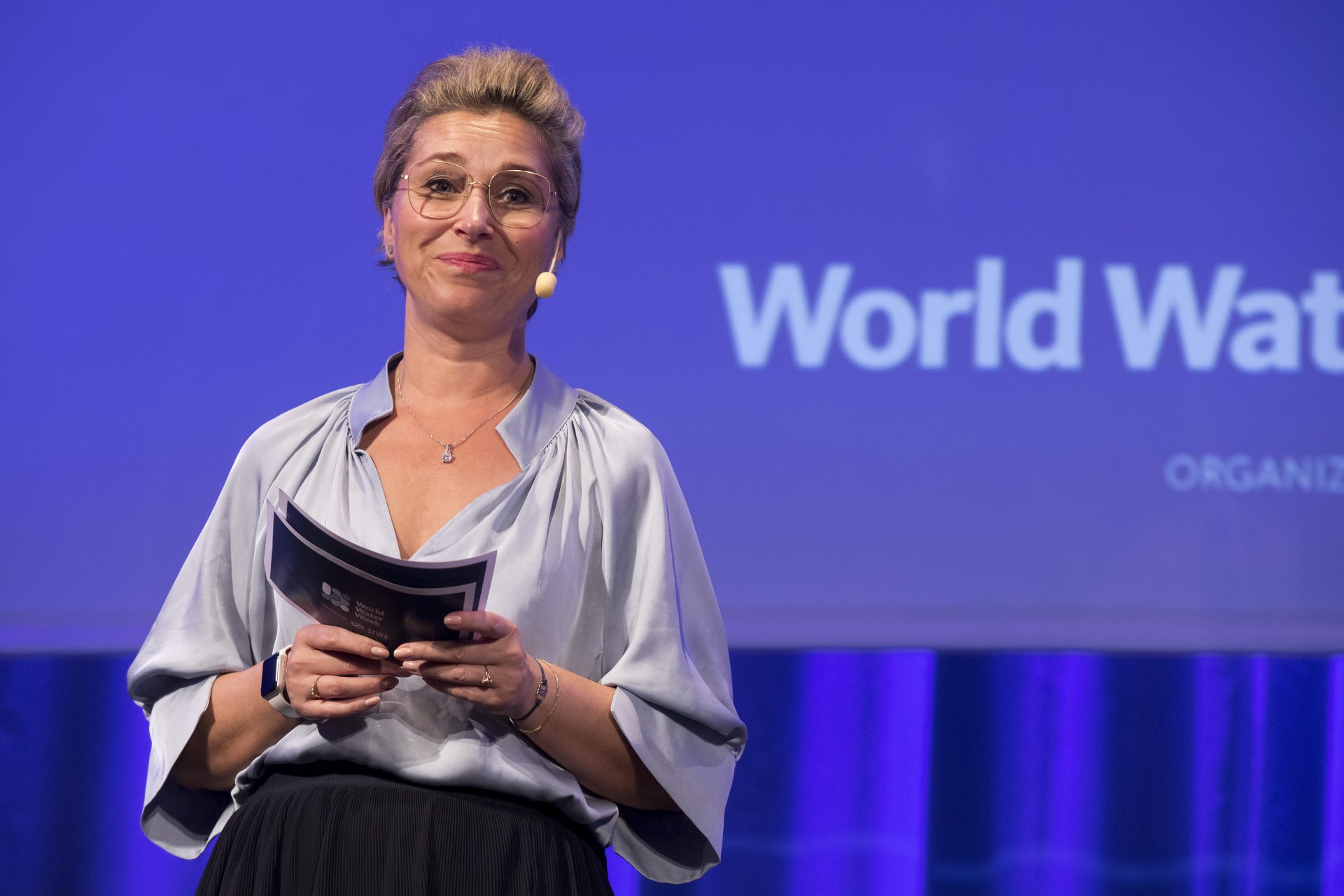 Gabriela Suhoschi, on stage for the closing plenary of World Water Week 2022