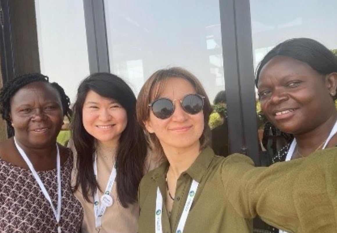 Selfie of Theresa Wasike, Gladys Wekesa (members of the Women in Water Diplomacy Network) and Meerim Seidakmatova and Lyazzat Syrlbayeva (members of the Women in Water Management Network in Central Asia & Afghanistan) who met in person at the 9th World Water Forum