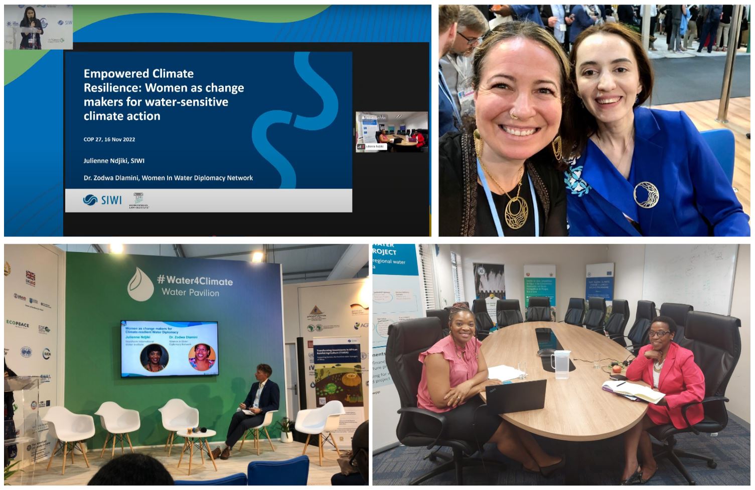 Women in Water Diplomacy network - collage of different sessions at COP27