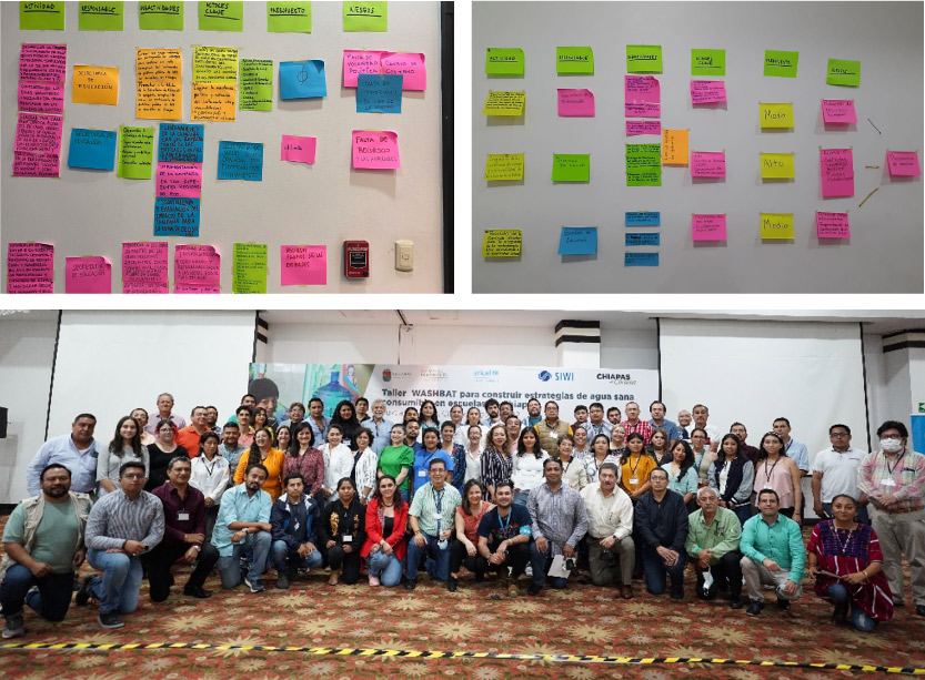 Chiapas workshop attendees and post-it note workings