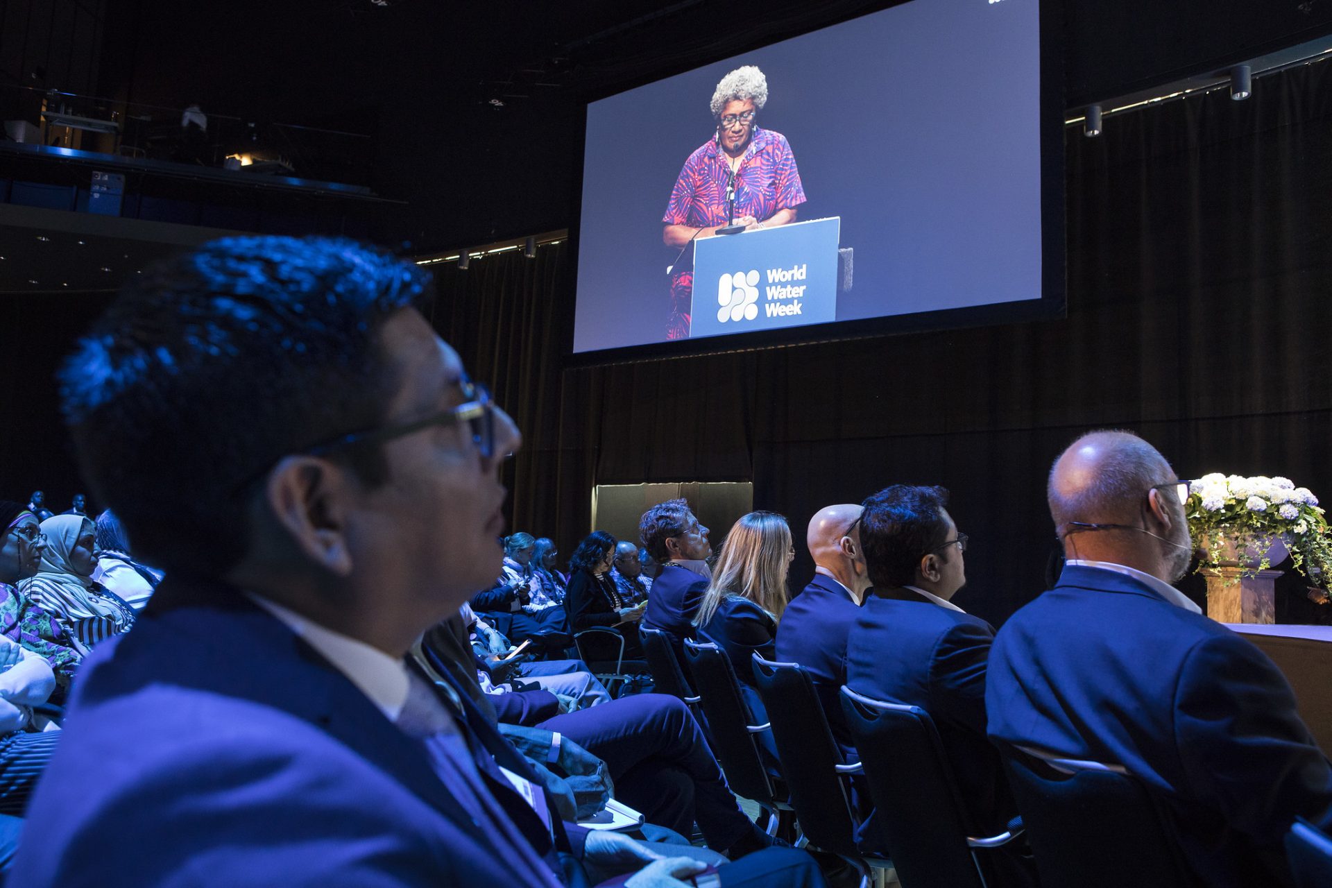 Dr Milika Sobey, iTaukei from Fiji, gives the keynote address during the opening of World Water Week 2023.