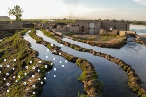 Irrigation canal system at the euphrates river in Syria near Dura Europos